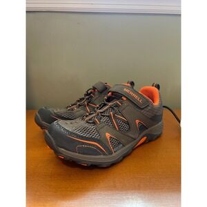 Merrell Trail Chaser Hiking Shoe Gray Orange Outdoor Kids Size 3.5M